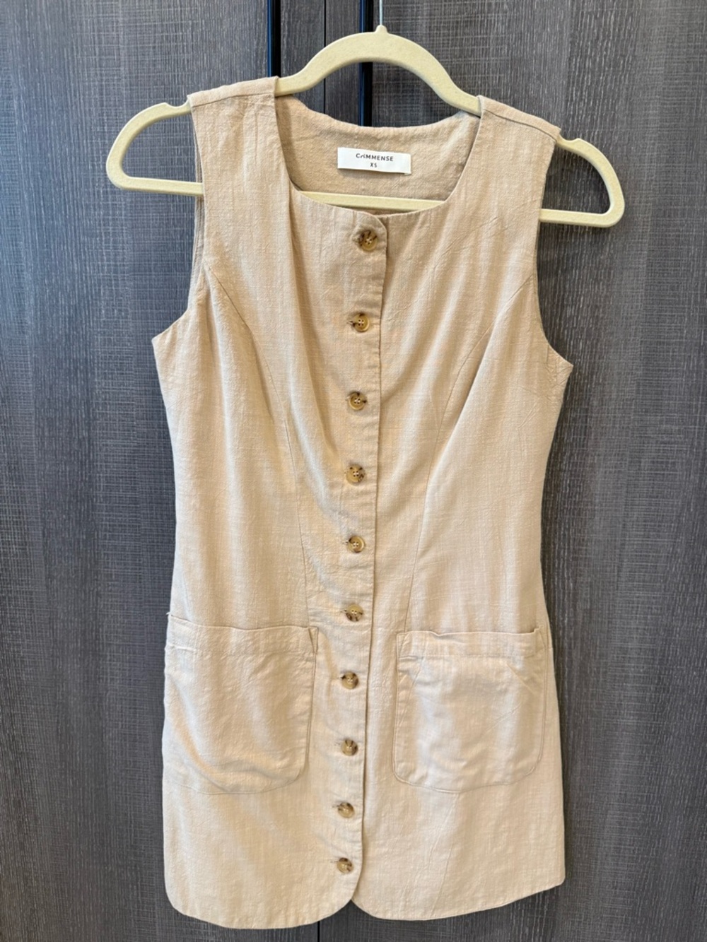 Commense Sleeveless Mini Dress in Tan - Picture 2 of 7